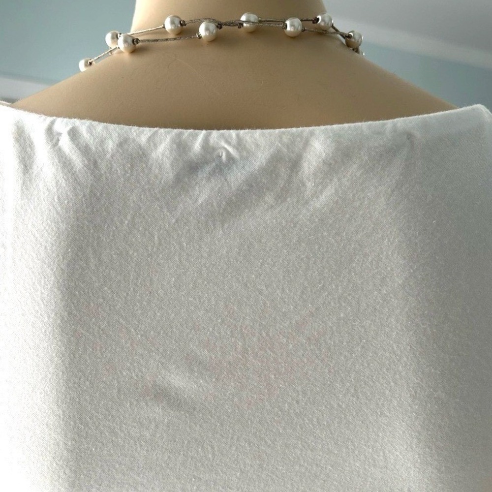 Brunello CUCINELLI white cotton flutter sleeve tunic t-shirt designer tank S / M - Picture 6 of 8